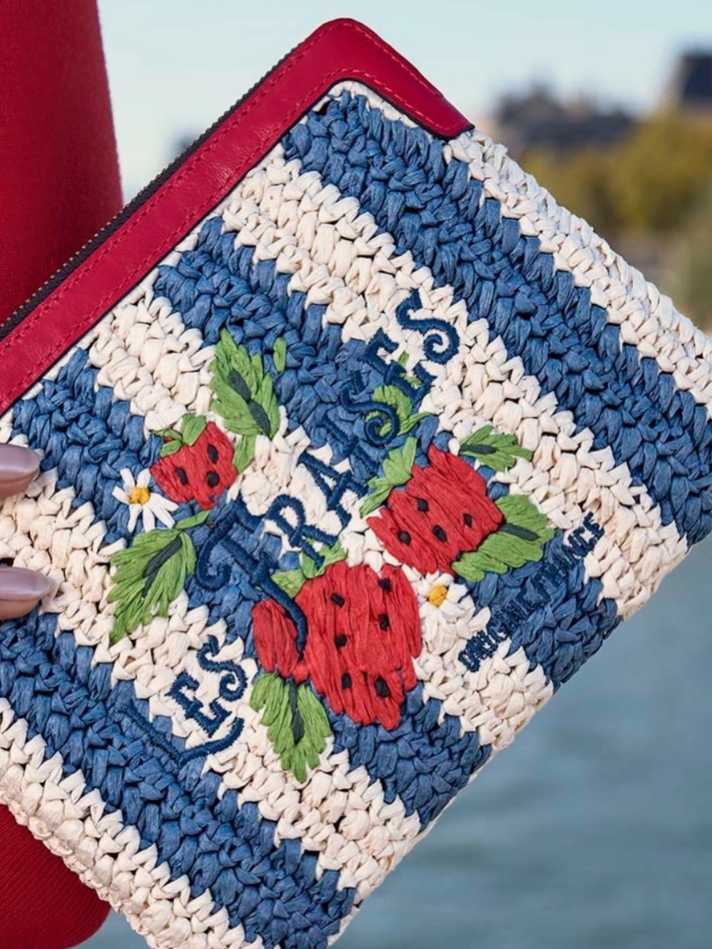 Patricia Nash Les FRAISES strawberry Wristlet clutch NWT - Picture 15 of 16
